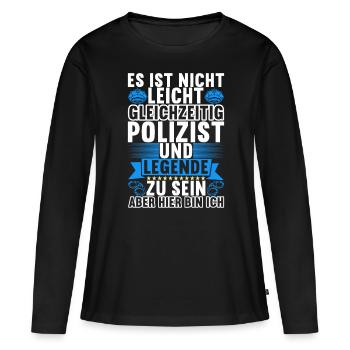 Polizei Polizist - Frauen Premium Bio Langarmshirt - Schwarz - Vorne - Julia (174cm)