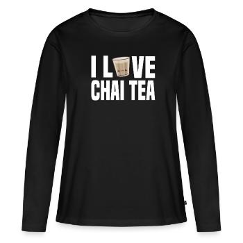 Chai-tee-latte - T-shirt manches longues Premium bio Femme - noir - Devant - Julia (174cm)