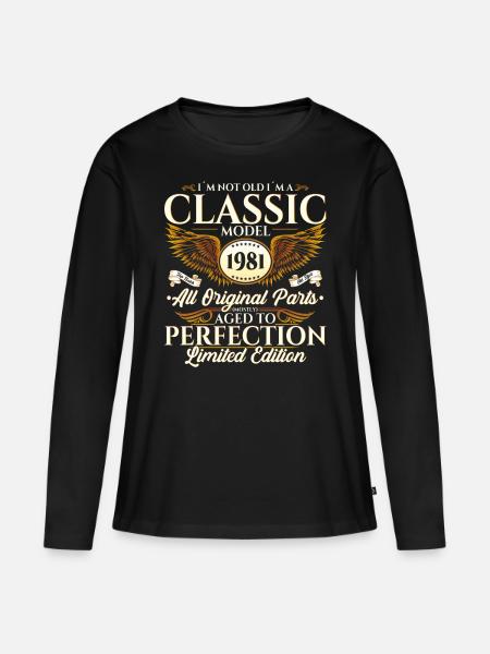 Vintage 1981 Birthday Vintage Gift Men - Women's Premium Organic Long Sleeve Shirt - black