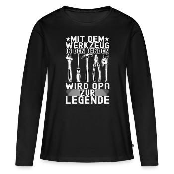 Opa Großvater - Frauen Premium Bio Langarmshirt - Schwarz - Vorne - Julia (174cm)