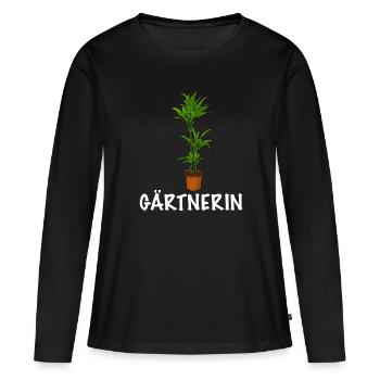 Gärtnerin Topfpflanze - Frauen Premium Bio Langarmshirt - Schwarz - Vorne - Julia (174cm)