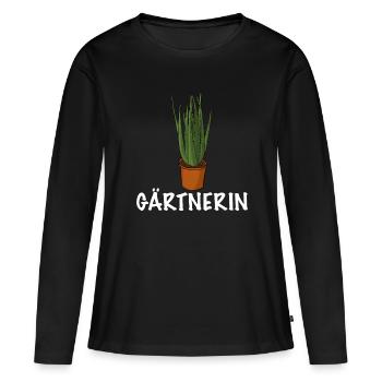 Gärtnerin Topfpflanze - Frauen Premium Bio Langarmshirt - Schwarz - Vorne - Julia (174cm)