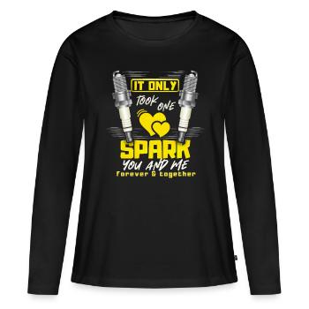 Bougies d’allumage, Bougie d’allumage, slogan de la Saint-Valentin - T-shirt manches longues Premium bio Femme - noir - Devant - Julia (174cm)