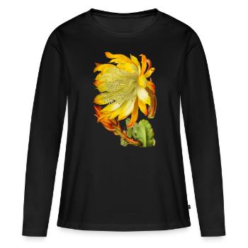 Vintage-Kaktusblüte, viktorianische Illustration - Frauen Premium Bio Langarmshirt - Schwarz - Vorne - Julia (174cm)