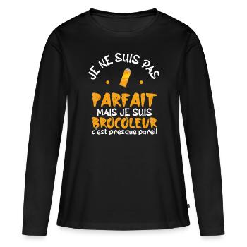 pas parfait mais je suis bricoleur - T-shirt manches longues Premium bio Femme - noir - Devant - Julia (174cm)