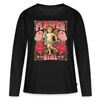 Angel putto with vintage roses, nostalgia scrapbook - Women's Premium Organic Long Sleeve Shirt - black - Front - Julia (174cm)