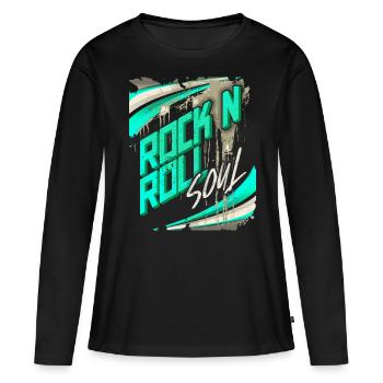 RockNRoll Typographie, Affiche Grunge Design - T-shirt manches longues Premium bio Femme - noir - Devant - Julia (174cm)