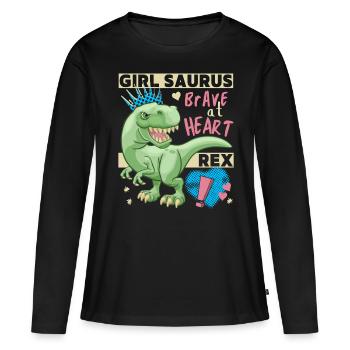 Fille dinosaure, fille dinosaure, drôle de dinosaure - T-shirt manches longues Premium bio Femme - noir - Devant - Julia (174cm)