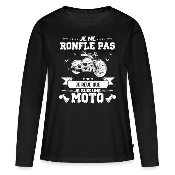 je ne ronfle pas je rêve que je suis une moto ! - T-shirt manches longues Premium bio Femme - noir - Devant - Julia (174cm)
