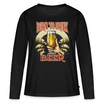 Drôle de dicton de bière, buveur de bière, verre de bière, disant - T-shirt manches longues Premium bio Femme - noir - Devant - Julia (174cm)