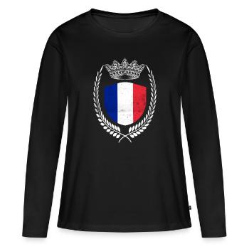 France Drapeau Français Drapeau France - T-shirt manches longues Premium bio Femme - noir - Devant - Julia (174cm)