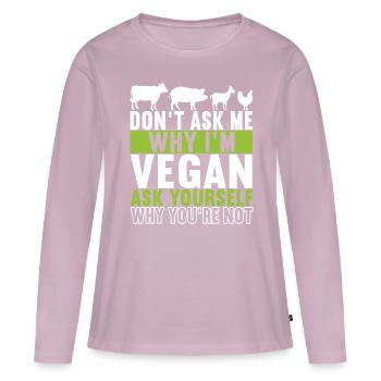 Végétariens végétaliens - T-shirt manches longues Premium bio Femme - rose poudré - Devant - Julia (174cm)