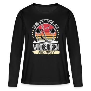 Windsurfen Windsurfer Windsurf - Frauen Premium Bio Langarmshirt - Schwarz - Vorne - Julia (174cm)