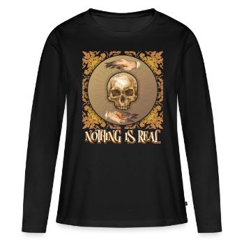 Okkult,Totenkopf, Magie, Alchemie Vintage-Stil - Frauen Premium Bio Langarmshirt - Schwarz - Vorne - Julia (174cm)