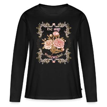 Be-My-Valentine, Pivoine, Saint-Valentin - T-shirt manches longues Premium bio Femme - noir - Devant - Julia (174cm)