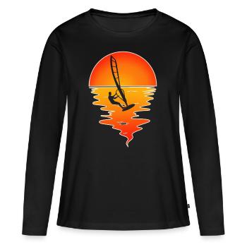 Planche à voile Windsurf Windsurf - T-shirt manches longues Premium bio Femme - noir - Devant - Julia (174cm)