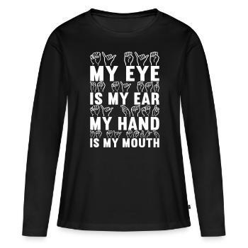 Sourds sourds-muets sourds sourds - T-shirt manches longues Premium bio Femme - noir - Devant - Julia (174cm)