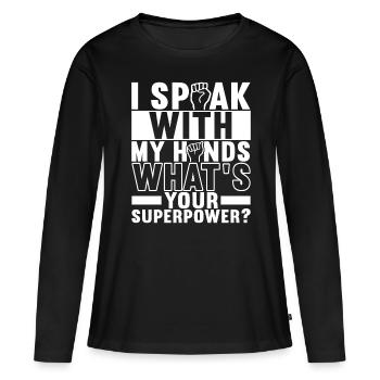 Sourds sourds-muets sourds sourds - T-shirt manches longues Premium bio Femme - noir - Devant - Julia (174cm)