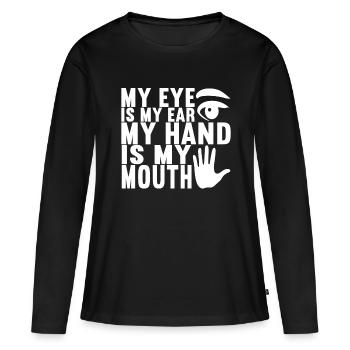 Sourds sourds-muets sourds sourds - T-shirt manches longues Premium bio Femme - noir - Devant - Julia (174cm)