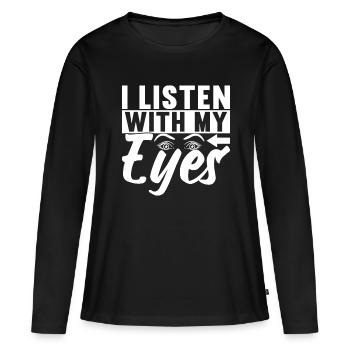 Sourds sourds-muets sourds sourds - T-shirt manches longues Premium bio Femme - noir - Devant - Julia (174cm)