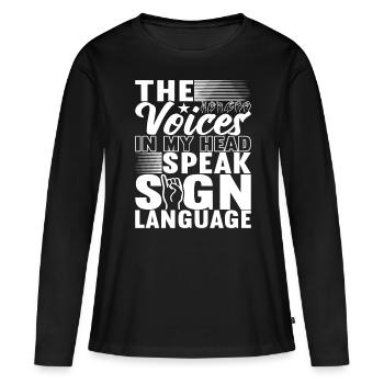 Sourds sourds-muets sourds sourds - T-shirt manches longues Premium bio Femme - noir - Devant - Julia (174cm)