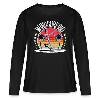 Planche à voile Windsurf Windsurf - T-shirt manches longues Premium bio Femme - noir - Devant - Julia (174cm)