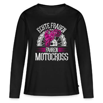 Motocross - Frauen Premium Bio Langarmshirt - Schwarz - Vorne - Julia (174cm)