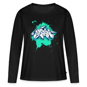 Graffiti urbain, style grunge, graffiti grunge - T-shirt manches longues Premium bio Femme - noir - Devant - Julia (174cm)