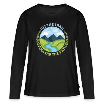 Randonnée, randonnée en montagne, trekking, conception de trekking - T-shirt manches longues Premium bio Femme - noir - Devant - Julia (174cm)