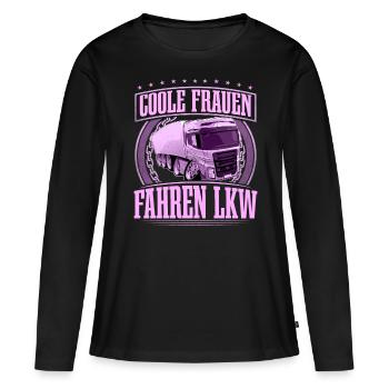 LKW Fahrerin - Frauen Premium Bio Langarmshirt - Schwarz - Vorne - Julia (174cm)