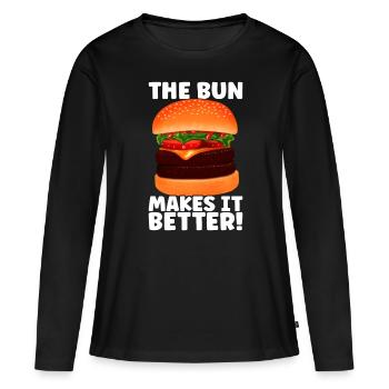 Burger Restauration rapide - T-shirt manches longues Premium bio Femme - noir - Devant - Julia (174cm)