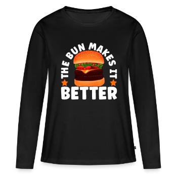 Burger Restauration rapide - T-shirt manches longues Premium bio Femme - noir - Devant - Julia (174cm)
