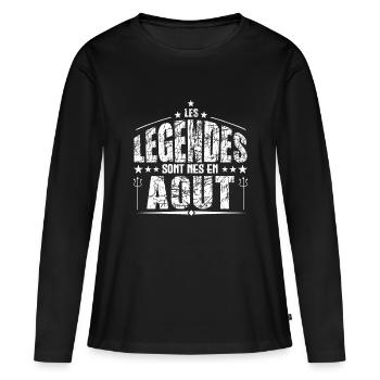 Aout | les Légendes sont nés en Aout Anniversaire - T-shirt manches longues Premium bio Femme - noir - Devant - Julia (174cm)