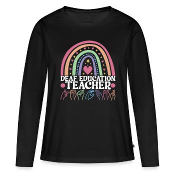 Sourds sourds muets sourds - T-shirt manches longues Premium bio Femme - noir - Devant - Julia (174cm)