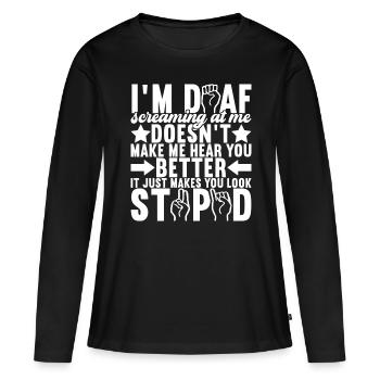 Sourds sourds muets sourds - T-shirt manches longues Premium bio Femme - noir - Devant - Julia (174cm)