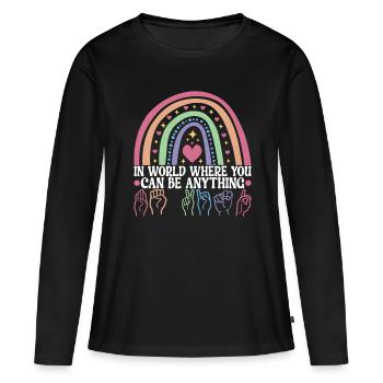 Sourds sourds muets sourds - T-shirt manches longues Premium bio Femme - noir - Devant - Julia (174cm)