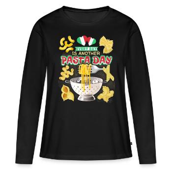Pâtes, Pizza Pâtes, Pâtes, Pâtes italiennes - T-shirt manches longues Premium bio Femme - noir - Devant - Julia (174cm)