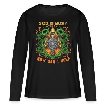 Baphomet, divinité occulte, Illuminati - T-shirt manches longues Premium bio Femme - noir - Devant - Julia (174cm)