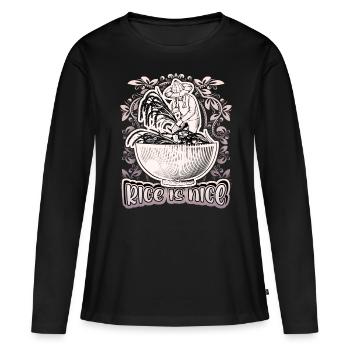 Riz, bol de riz, riziculteur, disant - T-shirt manches longues Premium bio Femme - noir - Devant - Julia (174cm)