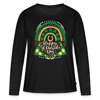 St Patrick's Day Beer Drinker, Irish, Rainbow - Women's Premium Organic Long Sleeve Shirt - black - Front - Julia (174cm)