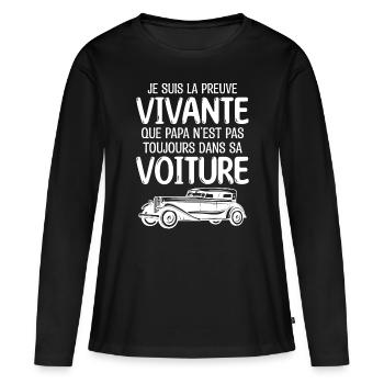 Je suis la preuve que papa t-shirt voiture - T-shirt manches longues Premium bio Femme - noir - Devant - Julia (174cm)