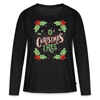 Arbre de Noël, Dicton typoël - T-shirt manches longues Premium bio Femme - noir - Devant - Julia (174cm)