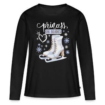 Patins à glace, Patinage, Dicton-Princesse - T-shirt manches longues Premium bio Femme - noir - Devant - Julia (174cm)