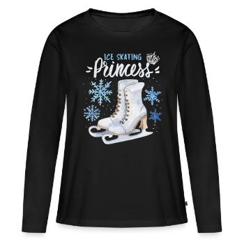 Patins à glace, Patinage, Dicton-Princesse - T-shirt manches longues Premium bio Femme - noir - Devant - Julia (174cm)
