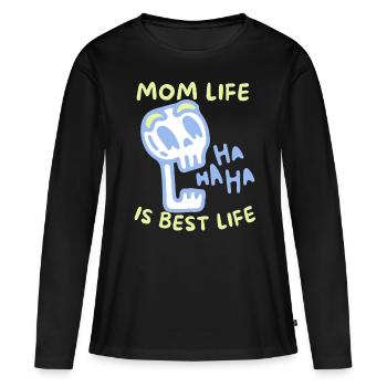 Mère-Maman sarcastique dicton crâne, fête des mères - T-shirt manches longues Premium bio Femme - noir - Devant - Julia (174cm)