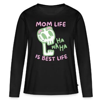 Mère-Maman sarcastique dicton crâne, fête des mères - T-shirt manches longues Premium bio Femme - noir - Devant - Julia (174cm)