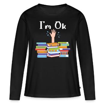 Mon livre sent mieux que votre tablette - T-shirt manches longues Premium bio Femme - noir - Devant - Julia (174cm)