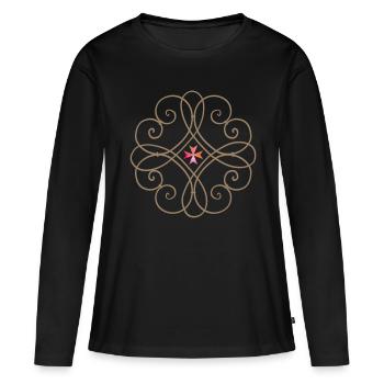 Jésus-Christ, mandala en fer forgé, croix de Jésus - T-shirt manches longues Premium bio Femme - noir - Devant - Julia (174cm)