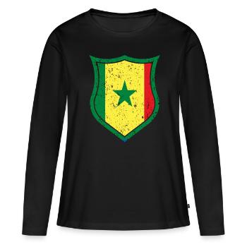 Sénégal - T-shirt manches longues Premium bio Femme - noir - Devant - Julia (174cm)