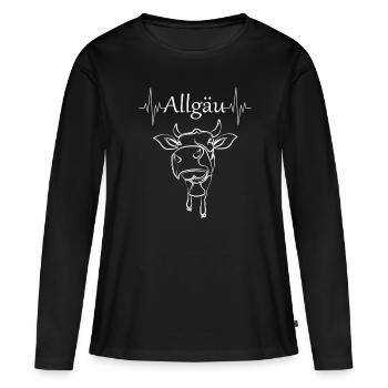 Heartbeat Allgäu avec vache - T-shirt manches longues Premium bio Femme - noir - Devant - Julia (174cm)